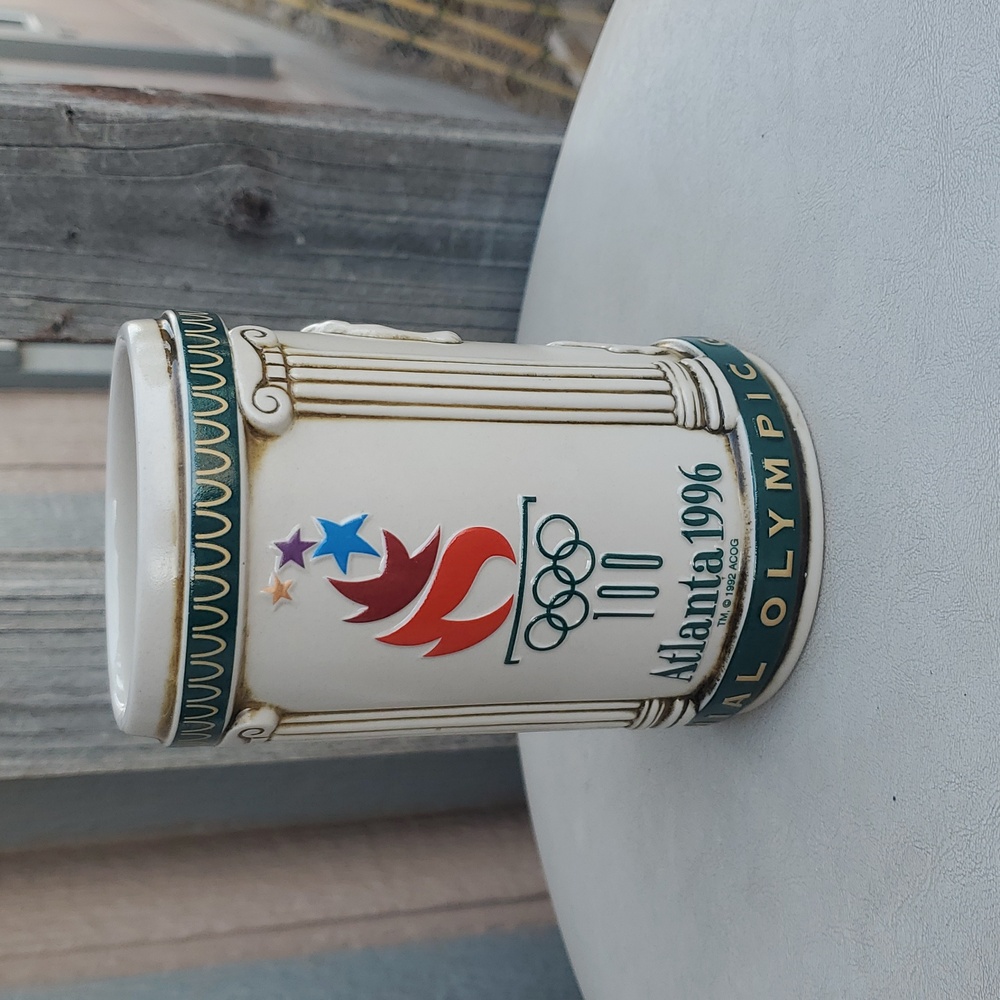 1996 Atlanta Olympic Games Ceramic Mug Greek Column Athlete Handles